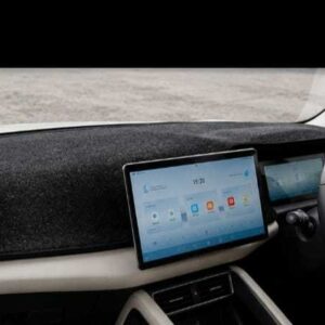 Premium black non-slip dashboard mat custom-fitted for the BYD Atto 2, showing precise cutouts for vents and sensors