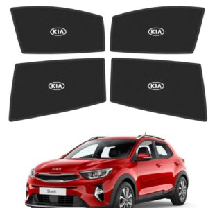 KIA Stonic 2024 to 2025 model premium exact fit side window sunshades with sleek printed Stonic logo