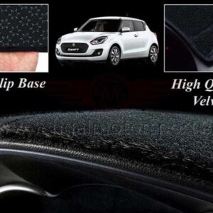Premium custom-fit non-slip velvet carpet dashboard mat for Suzuki Swift in Pakistan, heat-resistant car interior dashboard protector.