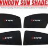 Custom fit Honda Civic X side window magnetic sunshade featuring a bold red Honda insignia and white Civic X logo branding.
