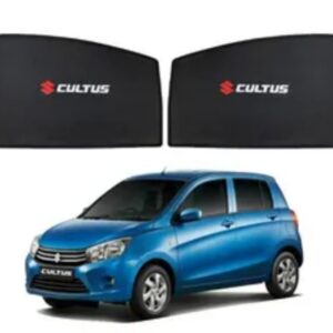 Suzuki Cultus custom fit car side window sunshades with printed Cultus logo branding
