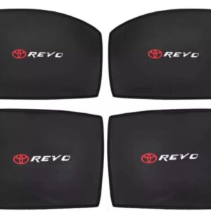 Premium Toyota Hilux Revo custom fit magnetic side window sunshades with printed Revo logo