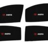 Premium Toyota Aqua custom fit magnetic side window sunshades with printed Aqua logo.