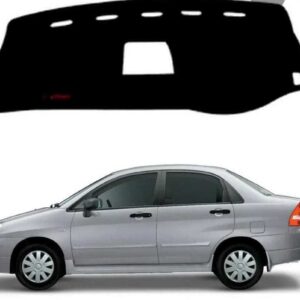 Premium black custom-fit heat-resistant dashboard mat installed perfectly on a Suzuki Liana dashboard.