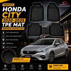 Honda City 2020-2025 TPE Floor Mats custom fit waterproof all weather car mats in Pakistan