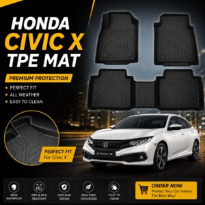 Honda Civic X TPE Floor Mats custom fit waterproof all weather car mats in Pakistan
