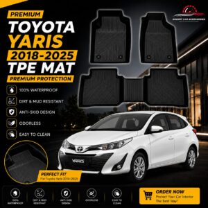 Toyota Yaris premium TPE all-weather floor mats custom-fit waterproof car mats in Pakistan